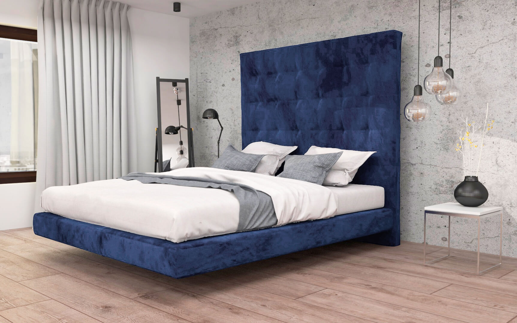 Łóżko z panelem ściennym meble tapicerowane wypoczynkowe producent HM Manufaktura Nowy Sącz Kraków Małopolska